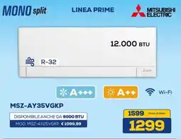Euronics MITSUBISHI ELECTRIC MONO split LINEA PRIME MSZ-AY35VGKP offerta