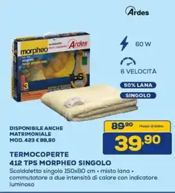 Euronics Ardes TERMOCOPERTE 412 TPS MORPHEO SINGOLO offerta