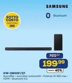 Euronics SAMSUNG HW-Q600F/ZF SoundBar offerta