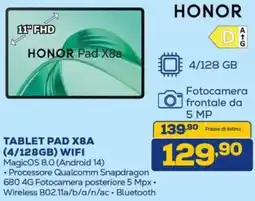Euronics HONOR TABLET PAD X8A (4/128GB) WIFI offerta