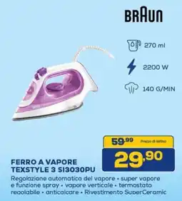 Euronics BRAUN FERRO A VAPORE TEXSTYLE 3 S13030PU offerta