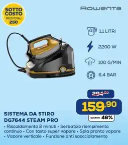 Euronics Rowenta SISTEMA DA STIRO DG7644 STEAM PRO offerta