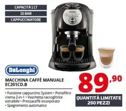 Comet DeLonghi MACCHINA CAFFÈ MANUALE EC201CD.B offerta