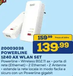 Euronics FRITZ! 20003038 POWERLINE 1240 AX WLAN SET offerta