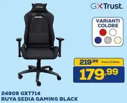 Euronics 24908 GXT714 RUYA SEDIA GAMING BLACK offerta