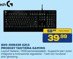 Euronics logitech 920-009439 G213 PRODIGY TASTIERA GAMING offerta