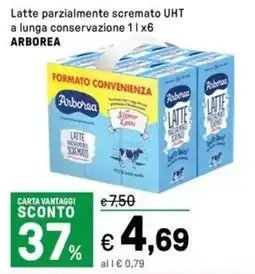 Iper La Grande Latte parzialmente scremato UHT a lunga conservazione ARBOREA offerta