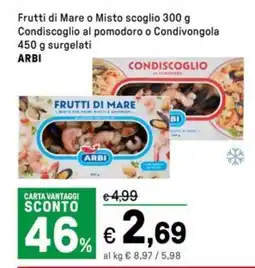 Iper La Grande Frutti di Mare o Misto scoglio Condiscoglio al pomodoro o Condivongola surgelati ARBI offerta