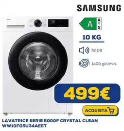 Euronics SAMSUNG LAVATRICE SERIE 5000F CRYSTAL CLEAN WW10FG5U34AEET offerta