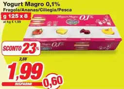 Prix Quality Yogurt Magro 0,1% Fragola/Ananas/Ciliegia/Pesca offerta
