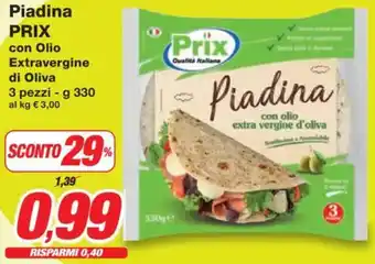 Prix Quality Piadina PRIX con Olio Extravergine di Oliva offerta