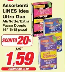 Prix Quality Assorbenti LINES Idea Ultra Duo Ali/Notte/Extra offerta
