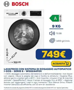Euronics BOSCH LAVATRICE CON SISTEMA DI DOSAGGIO AUTOMATICO I-DOS-SERIE 6-WGG244F0II offerta