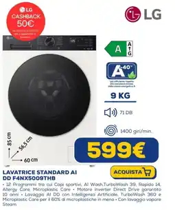 Euronics LG LAVATRICE STANDARD AI DD F4NX5009THB offerta