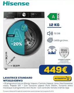 Euronics Hisense LAVATRICE STANDARD WF3S1243BW3 offerta