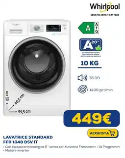 Euronics Whirlpool LAVATRICE STANDARD FFB 1048 BSV IT offerta