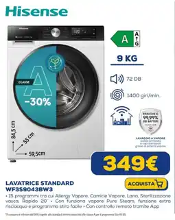 Euronics Hisense LAVATRICE STANDARD WF3S9043BW3 offerta