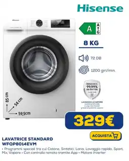 Euronics Hisense LAVATRICE STANDARD WFQP8014EVM offerta