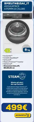 Euronics beko BMEUT481SAI_IT ASCIUGATRICE A POMPA DI CALORE offerta