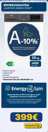 Euronics beko BMWEU10147DA LAVATRICE ENERGYSPIN offerta