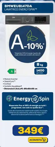 Euronics beko BMWEU8147DA LAVATRICE ENERGYSPIN offerta