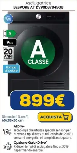 Euronics SAMSUNG Asciugatrice BESPOKE AI DV90DB7845GB offerta