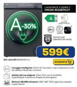 Euronics Haier LAVATRICE X SERIE 7 HW100-B14367GUIT offerta