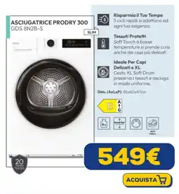 Euronics CANDY ASCIUGATRICE PRODRY 300 GDS 8N2B-S offerta
