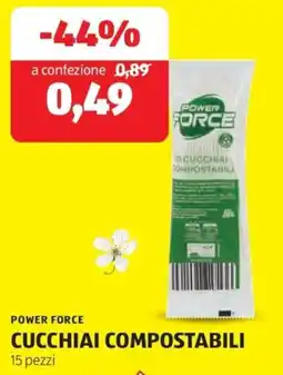 ALDI Power force cucchiai compostabili offerta