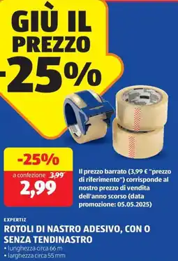 ALDI Expertiz rotoli di nastro adesivo, con o senza tendinastro offerta