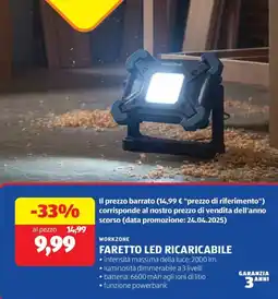 ALDI Workzone faretto LED ricaricabile offerta
