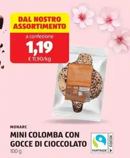 ALDI Monarc mini colomba con gocce di cioccolato offerta