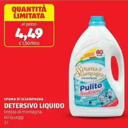 ALDI Spuma di sciampagna detersivo liquido offerta