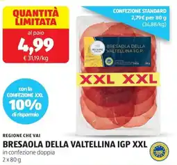 ALDI Regione che vai bresaola della valtellina IGP XXL offerta