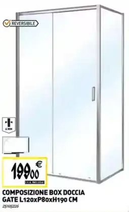 Tecnomat Composizione box doccia gate L120xP80xH190 cm offerta