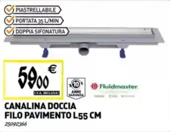 Canalina doccia filo pavimento L55 cm