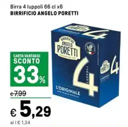 Iper La Grande Birra 4 luppoli BIRRIFICIO ANGELO PORETTI offerta