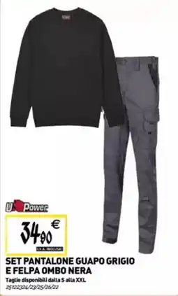 Tecnomat Set pantalone guapo grigio e felpa ombo nera offerta