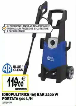 Tecnomat BLUE CLEAN Idropulitrice 165 bar 2200 W Portata 500 L/H offerta
