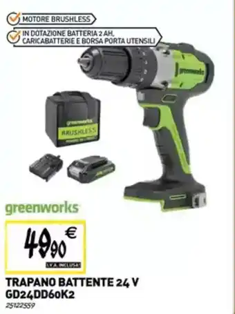 Greenworks TRAPANO BATTENTE 24 V GD24DD60K2