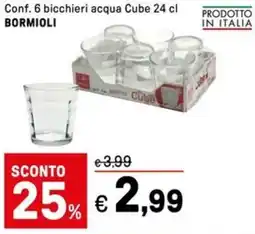 Iper La Grande Conf. 6 bicchieri acqua Cube BORMIOLI offerta