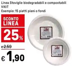 Iper La Grande Linea Stoviglie biodegradabili e compostabili VIKIT offerta