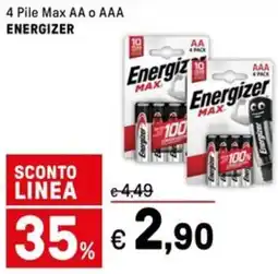 Iper La Grande 4 Pile Max AA o AAA ENERGIZER offerta
