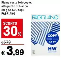 Iper La Grande Risma carta fotocopie, alto punto di bianco A4 500 fogli FABRIANO offerta