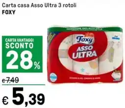 Iper La Grande Carta casa Asso Ultra 3 rotoli FOXY offerta