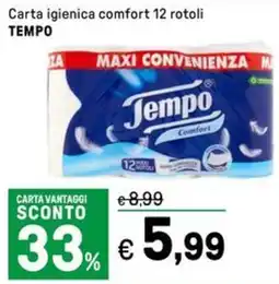 Iper La Grande Carta igienica comfort 12 rotoli TEMPO offerta