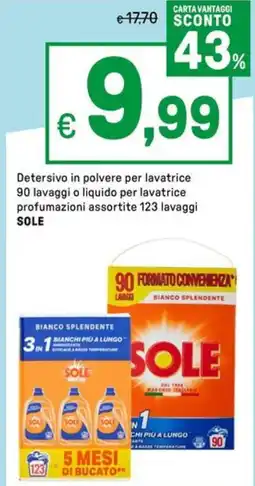 Iper La Grande Detersivo in polvere per lavatrice 90 lavaggi o liquido per lavatrice profumazioni assortite 123 lavaggi SOLE offerta