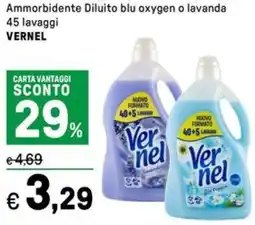 Iper La Grande Ammorbidente Diluito blu oxygen o lavanda 45 lavaggi VERNEL offerta