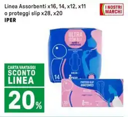 Iper La Grande Linea Assorbenti x16, 14, x12, x11 o proteggi slip x28, x20 IPER offerta