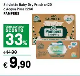 Iper La Grande Salviette Baby Dry Fresh x420 o Acqua Pura x260 PAMPERS offerta